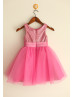 Hot Pink Sequin Sleeveless Flower Girl Dress